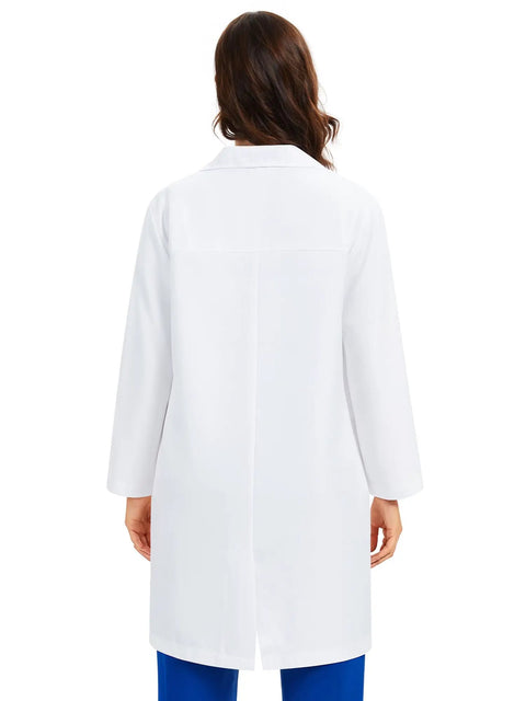 Three Pocket Women's Lab Coat With Long Sleeves White Medical Coat Relaxed Fit Size M Work Ready For Clinic And Hospital Use