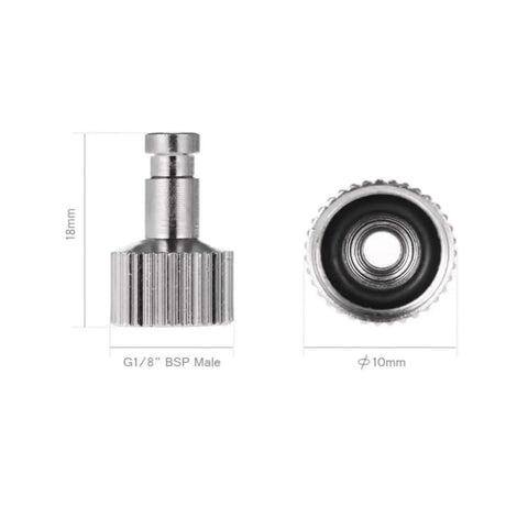 1/8 Inch Quick Release Airbrush Coupling Kit With 5 PCS Male Adapters and Female Connectors, front and side view