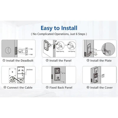 Installation guide for Slick Fingerprint Smart Deadbolt For Front Door Keyless Entry Keypad With Voice Remote Control Auto Lock.