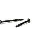 Rock Solid Number Six Fine Thread Drywall Screws Assortment With Phillips Bugle Heads for Sheet Rock and Wood Fixes, showing two black screws.