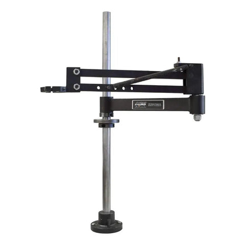 24 Inch Adjustable Articulating Bench Top Tool Holder With Torque Reaction Arm For Safer Hands Free Tooling mounted on steel post