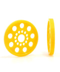 64P 96T RC Car Spur Gear in yellow, designed for 1/10 on-road vehicles, offering enhanced acceleration and smoother performance.