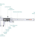 Stainless Steel Digital Caliper With Large LCD Screen, 6 Inch Vernier Caliper showing digital readout and features