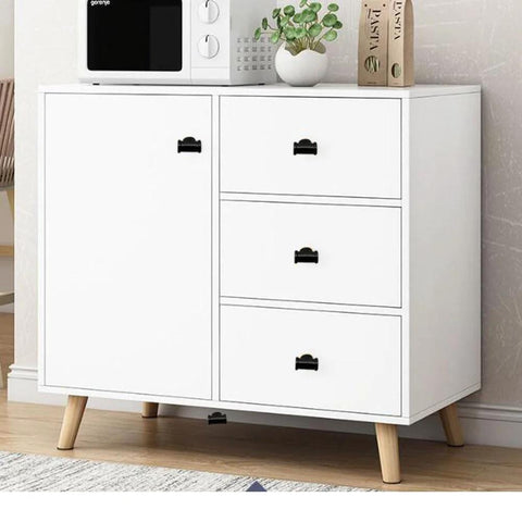 White cabinet with Industrial Water Pipe Cabinet Knobs Pulls Set 4 Pieces Iron Retro Industrial Style installed, vintage style.