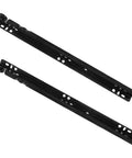 2 Pcs Bottom Mount Drawer Slides Soft Close Heavy Metal Dresser Glides, black steel design for smooth cabinet operation.