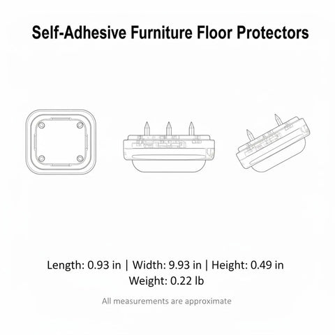 Diagram of Floor Saver Brown Self Adhesive Felt Pads With Durable PP Base Furniture Glides for Chairs and Tables, 0.92x0.92 in