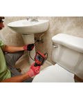 Person using MSpector 4 Foot Inspection Camera Borescope With 4.3 Inch LCD And 640x480 Video to inspect under a bathroom sink