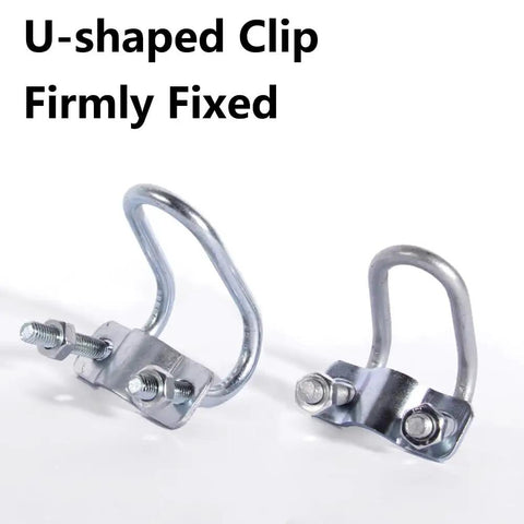 4 Pack Heavy Duty Cross Connector Pipe Clips For Steel Tubes Vertical U Shaped Clamps That Lock Crosses Perfect For Shelf Beams Farm And Greenhouse Frames Top Rail Fence Scaffolding Piping 50x50mm, steel U-shaped clip