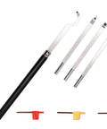 Carbide Tipped Wood Turning Tools Set For Lathe With Swan Neck Hollower, interchangeable handles, and L-shaped wrenches visible.