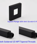 Square Shower Arm With Anti Scratch O Ring Flange 3 Inch Solid Brass Ceiling Mount Straight Rainfall Shower Arm Extension Matte Black Built To Last And Easy To Install.