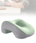 Desk Napping Pillow For Office Breaks And Travel With Memory Foam Neck Support, Breathable Hollow Design shown on desk