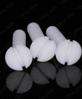 Pro Grade PTFE Plastic Countersunk Flat Head Slotted Screws M3 M4 M5 M6 M8 M10 three white slotted screws on a black background.