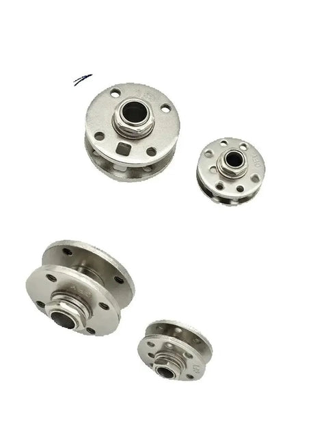 Four circular disk damper hinges with adjustable torque and 360° rotation, metal finish
