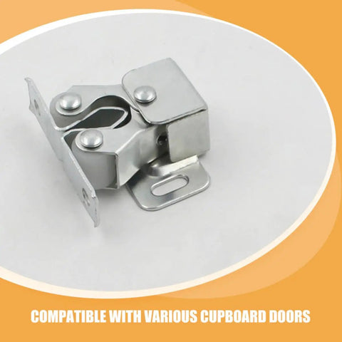 15 Pack Stainless Steel Double Roller Cabinet Door Catch Latches with quiet operation on a white background