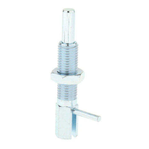 Heavy Duty Retractable Indexing Spring Plunger M16 Galvanized Steel Locking Pin With Nut for jigs, showcasing threaded surface and locking mechanism.