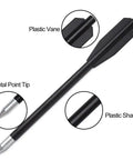Close-up of metal tip and plastic vane on 60 Piece Six Point Three Inch Crossbow Bolts Set For Fifty To Eighty Pound Pistol Crossbows.