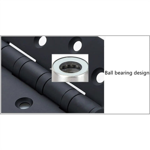 Heavy Duty Stainless Steel Door Hinge Set, Black, 2 Pieces, quiet smooth bearing action design, close-up view