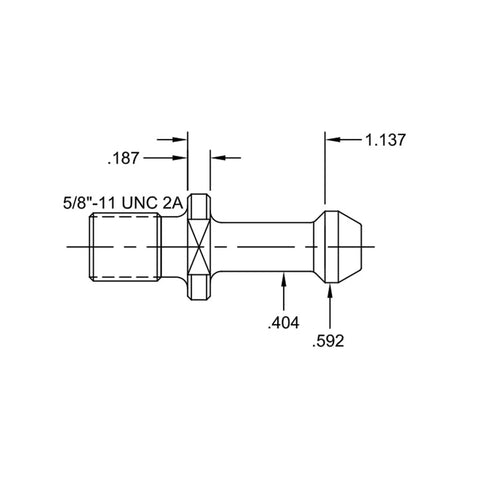 Technical drawing of Heavy Duty Cat40 Retention Knob With 5 8 X 11 Drawbar Threads and precise dimensions indicated.