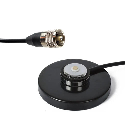 Magnetic NMO Antenna Base For Mobile Radio Install With 5M RG58 Coax PL 259 Plug showing magnetic base and coax cable