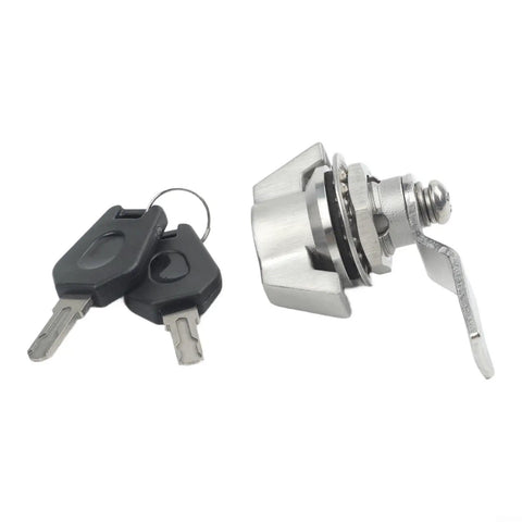 Heavy Duty Cabinet Cam Lock With Two Keys, Zinc Alloy Cylinder Lock For Distribution Boxes, Brushed Silver Finish
