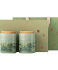 Keep Your Pantry Stash Locked Tight With These Premium Sealed Ceramic Storage Jars Perfect For Loose Tea Coffee Beans And Spices Smooth Airtight Double Jar Gift Set with bamboo lids