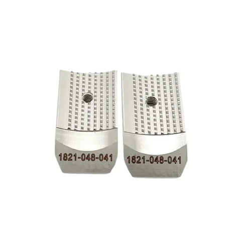 BXT4-19 Tooth Plate Gripper Spare Part 1821.048.041 For Battery Powered Plastic Strapping Tool Wrapping Machine Replacement Durable High Quality Part For Easy Install Plug And Play Compatibility And Reliable Strapping Performance, two metal plates