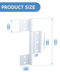 Three Pack White Aluminum Screen Door Hinges With One Eighth Inch Grooved Center For Patio And Storm Doors Rust Free Heavy Duty Hardware with dimensions.