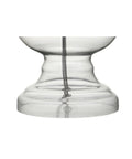 Close-up of the curved base of a blown glass lamp from the Clear Glass Table Lamp Set of 2 for Living Room and Bedroom Decor