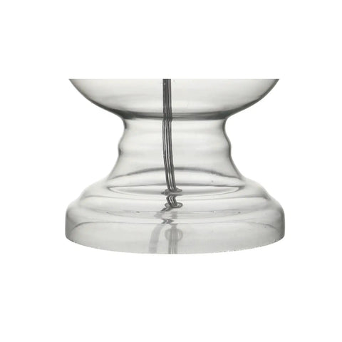 Close-up of the curved base of a blown glass lamp from the Clear Glass Table Lamp Set of 2 for Living Room and Bedroom Decor