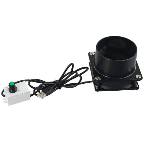 USB Solder Smoke Absorber Fume Extractor Fan With Adjustable Duct For Welding Iron DIY Electronics And Workshop Ventilation 1m And 6m Duct Options For Flexible Setup And Quiet Operation Pro Grade Portable, showing fan and control unit.