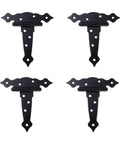 4 Pack Heavy Duty Iron Barn Door Strap Hinges With Matte Black Finish Eight Pre Drilled Mounting Points Quick Grip Install Rock Solid Hardware For Interior Wood Doors Outdoor Gates Smooth DIY Projects displayed from the front.