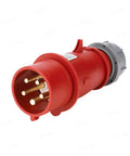 Heavy Duty Industrial Plug And Socket Connector For Surface Or Concealed Installation, High Purity Copper Core, red durable shell, angled view