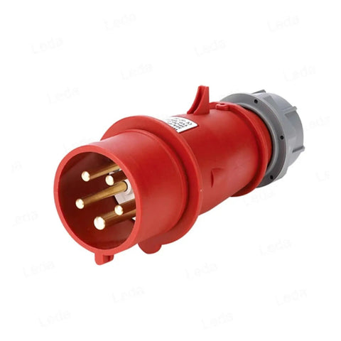 Heavy Duty Industrial Plug And Socket Connector For Surface Or Concealed Installation, High Purity Copper Core, red durable shell, angled view
