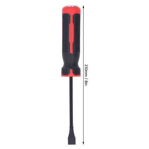 Heavy Duty 8 Inch Pry Bar Set Featuring Curved Hook Head And Integrated Strike Hammer End With Chunky Plastic Grip For Demanding Auto Repair And Knuckle Busting Mechanical Tasks That Get Leverage Worked Easy