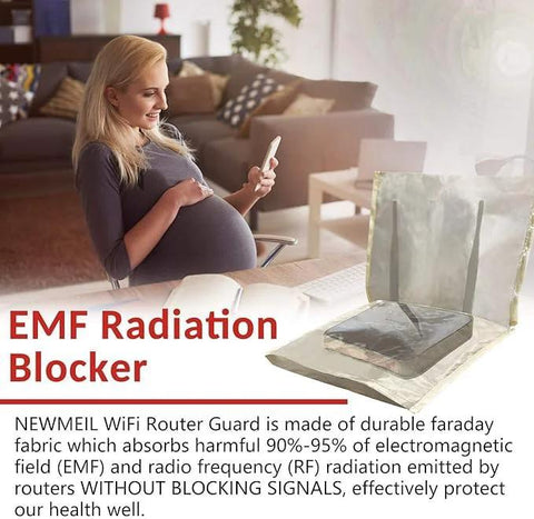 Amradield WiFi Router Cover front view, gray EMF shielding protective cover for router, 13.8 x 15.7 inches