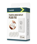 12 Pack Loose Outlet Fix With Plug Tightener Inserts, image of packaging showing stabilizer for loose outlets.
