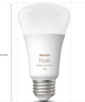 A19 LED Smart Light Bulb With White And Color Ambiance, 60W Equivalent, Indoor Lighting with size dimensions shown