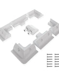 Easy Install No Drill RV Solar Panel Roof Mount Kit, 7 Piece White Brackets For Caravans And Campervans, screws shown