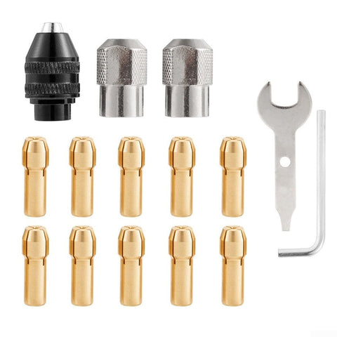 Pro Grade 15 Piece Drill Chuck Collet Set M8x0.75mm Brass Collets For Rotary Tools Engraving Machines And Drills Alloy Steel Nut