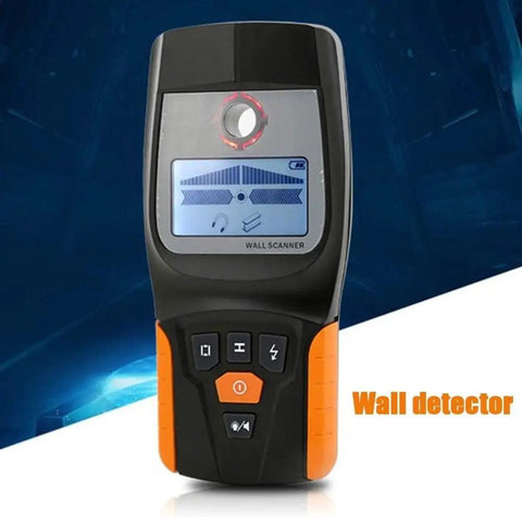 Top Rated 4 In 1 Stud Finder Wall Scanner Works Like A Charm To Accurately Pinpoint Wood Beams Ac Wires And Metal Joists Center Finding Stays Dead On With Glowing Lcd Screen For Easy Home Improvements. Handheld wall detector with LCD display and control buttons.
