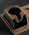 No Fuss 58mm Walnut Wood Espresso Tamper Station And Coffee Press Handle Holder Pro Barista countertop organizer with deep groove slot.