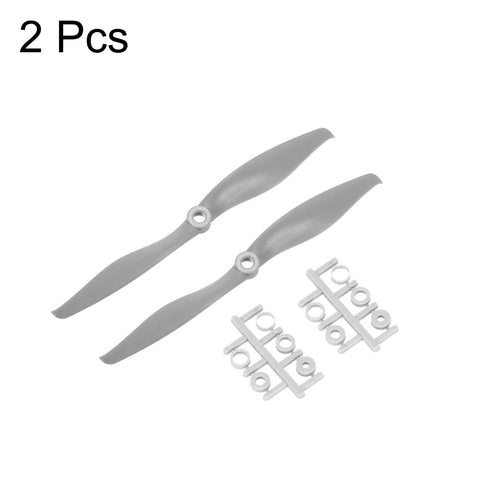 Two Pack 7x6 Inch RC Propeller Set With Gray 2 Vane Blades And Adapter Rings For RC Airplane Aircraft Replacement Propellers