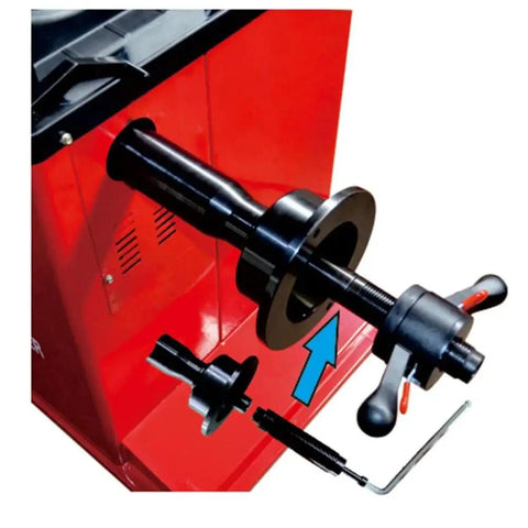 Close-up of Heavy Duty Wheel Balancer Machine For 30 Inch Rims Precision Auto Tool, showing the adjustment mechanism details.