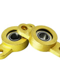 Four Pack Micro Pillow Block Bearings KFL05 10 Zinc Alloy Housing Steel Inserts Copper Pedestal For 5 10mm Bore Self Aligning High Load Bearing Wear Resistant Legit For Heavy Duty Projects Keeping Gear Running Smoothly, two yellow housings