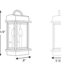 Two Light Outdoor Wall Lantern In Black Finish, Santee Style, Measures 15.25 Inches High By 8 Inches Wide By 8 Inches Deep