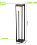 Outdoor Solar Landscape Floor Lamp With Motion Sensor 60W Equivalent Aluminum Waterproof Height 31.5 in, Black Frame