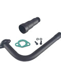 Three Stage Exhaust Header Pipe Fits 212cc 196cc 224cc Go Karts and Gas Mini Bikes, high-temp metal shown with gasket and bolts
