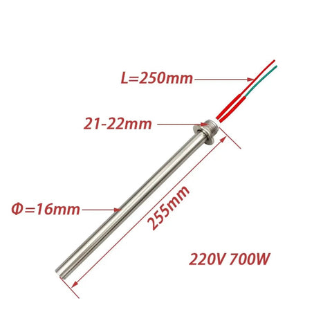 Built Tough 220V 1000W Cartridge Heater With Smokeless High Temperature Heating Rod, 255mm stainless steel element for BBQ stove.