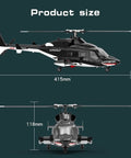 Side and front view of Indoor RC Copter For Adults With GPS 2.4GHz 9CH Flybarless Stability, showing 415mm length.