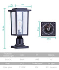 Outdoor Post Light 2 Pack Exterior Pole Lanterns With E26 Base Waterproof Matte Black Finish For Patio And Garden Weather Resistant Aluminum Lamp Posts Bulb Not Included with dimensions and base view